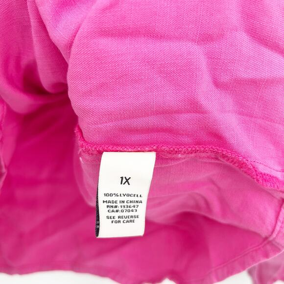 Serra Retreat Womens Lyocell Beachy Boho Point Mugu Peasant Blouse 1X Pink - Picture 6 of 8